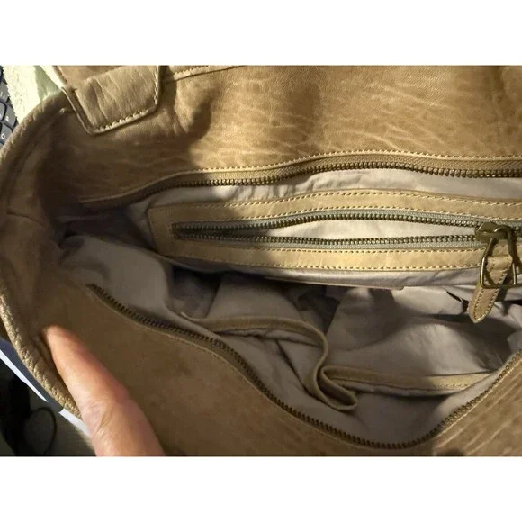 OLIVIA HARRIS Brown Leather Shoulder Bag/Crossbody - Military-ish Look - Picture 9 of 11